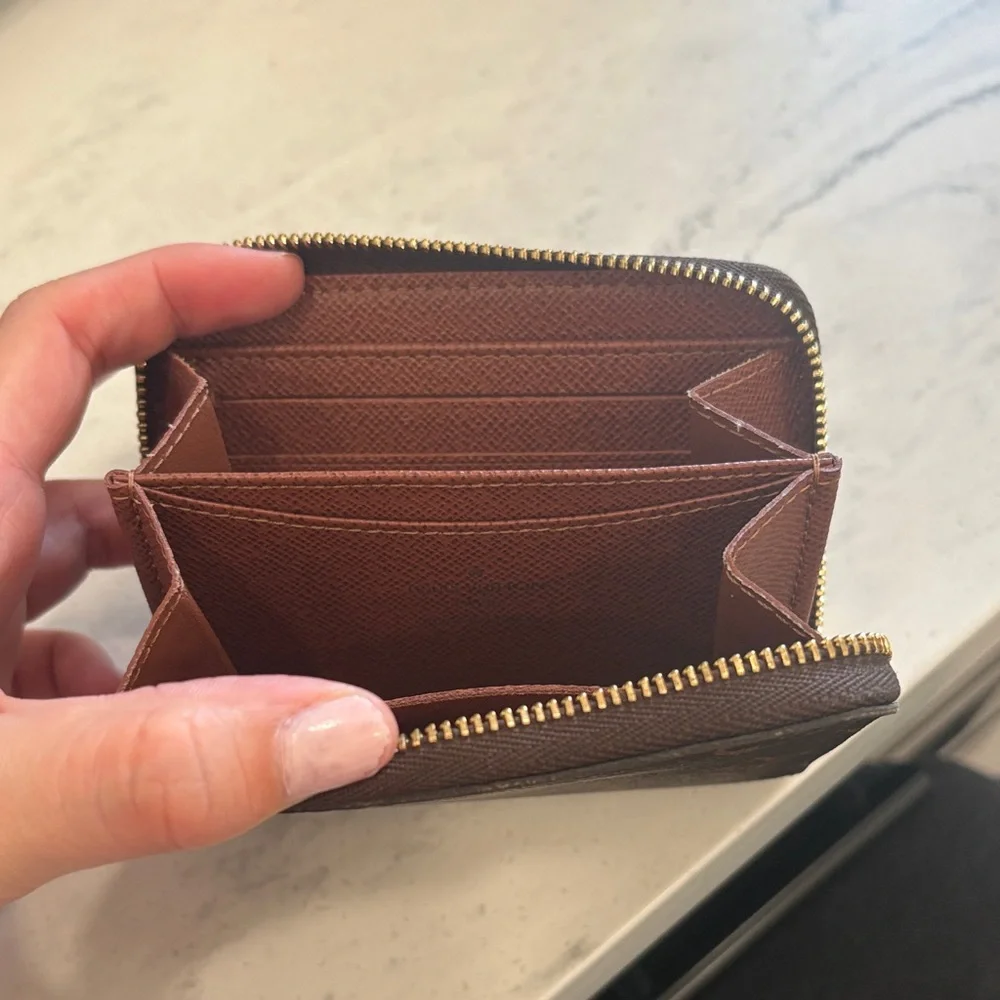 Louis Vuitton Monogram Zip Around Compact Wallet in Brown and Gold AUTHENTIC